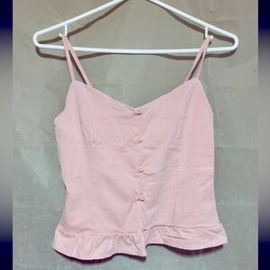 Guess-Baby Pink- Peplum,Cropped,Corset Style-Spaghetti Strap Summer Top-Size Sm